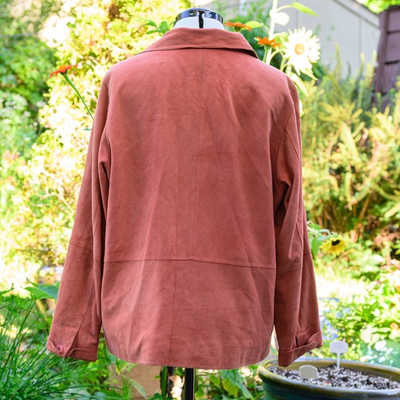 Territory Ahead Suede Vtg 70s Pumpkin button-up Jacket w/collar & 2 pockets - Picture 3 of 4
